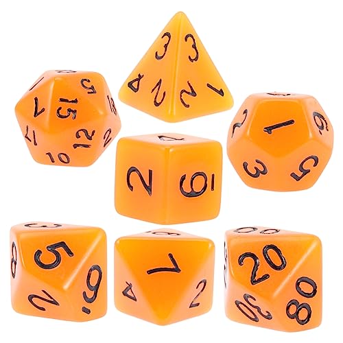 DRESSOOS 7 STK Leuchtende Würfel Mehrseitige Spielwürfel Würfelspiele Gaming-würfel-Requisiten Polyedrische Würfel Würfel-gastgeschenke Würfel Für Rollenspiele Farbige Würfel Plastik Orange von DRESSOOS