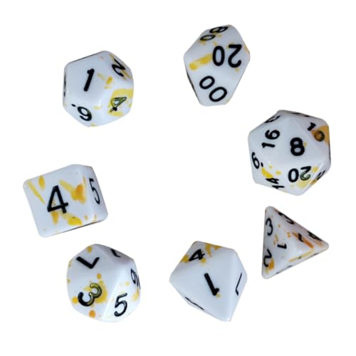 DRESSOOS 7st Brettspiel Würfel Spiel-Requisiten Realistische Blutwürfel Partyzubehör Würfel Für Rollenspiele Unregelmäßige Punktwürfel Blutspritzerwürfel Acryl Yellow von DRESSOOS