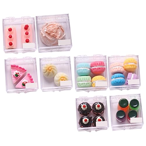 DRESSOOS 8 Sets Miniatur Lebensmittel Set Dessert Mini Mini Lebensmittel Gefälschter Kuchen Ornament Miniatur Modell Dekorativer Mini Kuchen Simuliertes Mini Brot Mini von DRESSOOS