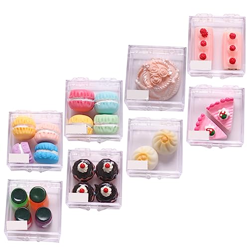 DRESSOOS 8 Sets Miniatur Lebensmittel Set Mini Lebensmittel Mini Dessert Dekorativ Mini Kuchen Kreatives Rollenspielzeug Simuliertes Mini Brot Mini Küche Szene Mini von DRESSOOS