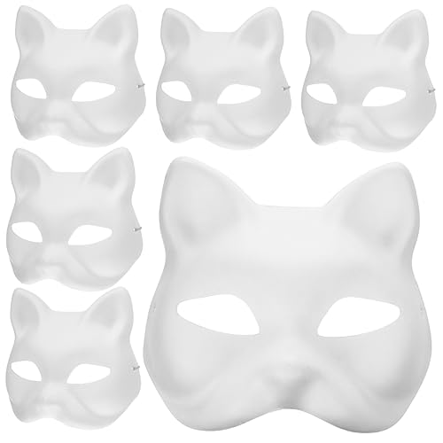 DRESSOOS 8 Stück Weiße Katzenmasken Zum Bemalen Handgefertigte Party Accessoires Für Maskerade Karneval Und Cosplay Kreatives Bastelset Für Unvergessliche Feiern von DRESSOOS