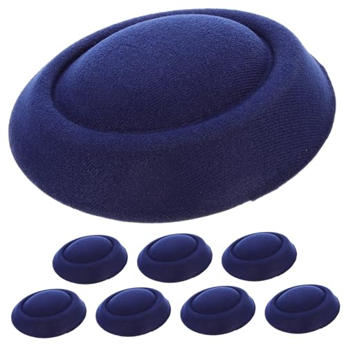 DRESSOOS 8st Stewardess-Hut Fascinator-Hut Für Die Basis Fascinator-Basis Pillbox-hüte Für Damen Stewardessenhut Schwarzer Pillbox-Hut Tropfenförmiger Fascinator-hutsockel Navy Stoff von DRESSOOS