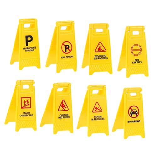 DRESSOOS 8st Transportspielzeug Für Kinder Straßensperre Verkehr Mini Spielset Barrikade Spielzeug Straße Straßenschild Kinder Rollenspielmodell Kinderspielzeug Plastik Yellow von DRESSOOS