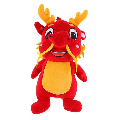 DRESSOOS Ausgestopfter Drache für Drachen beliebte Geburtstagsgeschenke for Drachenfigur Chinesisches Neujahrsdrachenspielzeug Drachenpuppe Plüsch rot von DRESSOOS