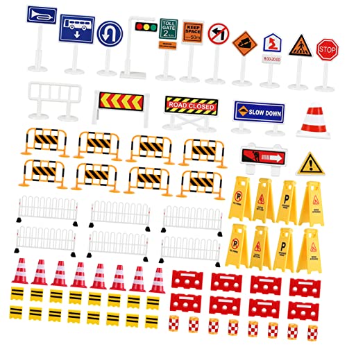 DRESSOOS Barrikadenschild Mini-Straßenschilder Spielzeuglastwagen unterschreiben verkehrszeichen Lernen verkehrszeichen Ampel kleine Verkehrsschilder von DRESSOOS