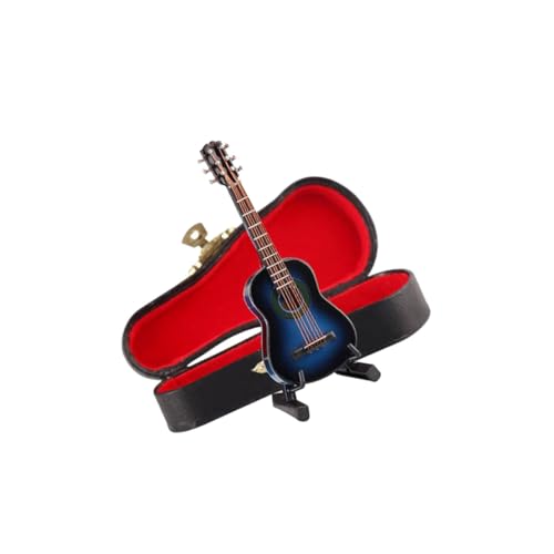 DRESSOOS Blaue Miniatur Gitarre Aus Klassisches Musikinstrument Modell Für Dekoration Und Kunsthandwerk Mit Ständer Und Ideales Für Musikliebhaber Und von DRESSOOS