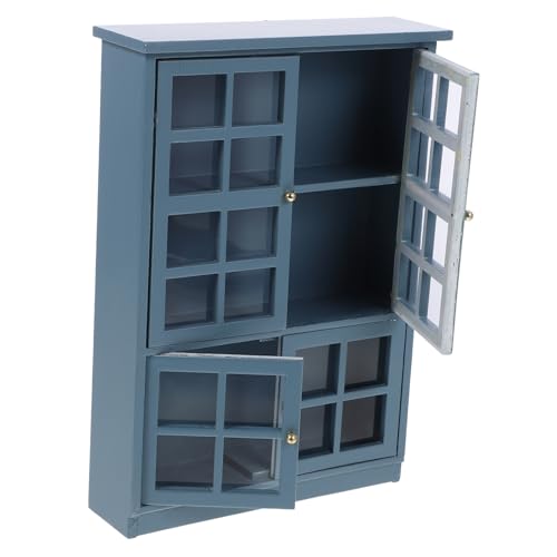 DRESSOOS Bücherregal Landschaftsbau Mini Dekor Miniaturschrank Puppenhausschrank Modell Vitrine Mini-küchenmöbel Puppenhausmöbel Winziges Schrankmodell Mini-möbel Sky-Blue Holz von DRESSOOS