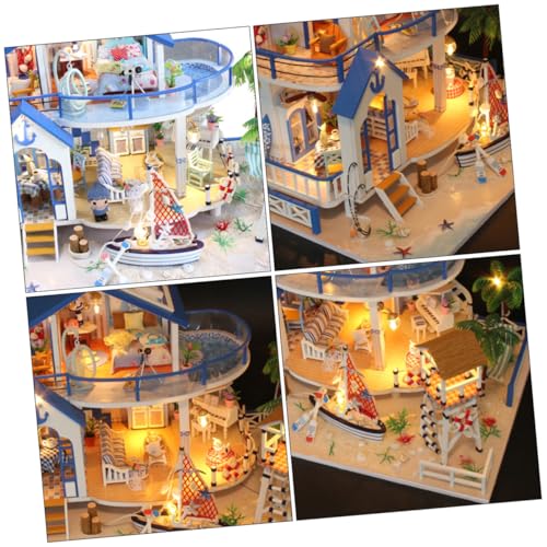 DRESSOOS DIY Miniatur Holzhaus Modell Bausatz Kreatives Bastelset Im Maritimen Stil Für 1 Set Zum Zusammenbauen Ideales Für Bastelfans Und Modelleure von DRESSOOS