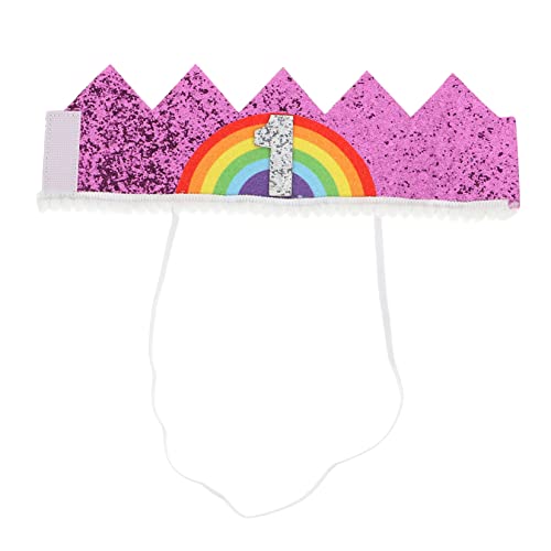 DRESSOOS Stirnband mit Krone für Geburtstage für Jungen und Mädchen Baby-Geburtstagsparty-Zubehör Regenbogen-Design leicht modisch von DRESSOOS