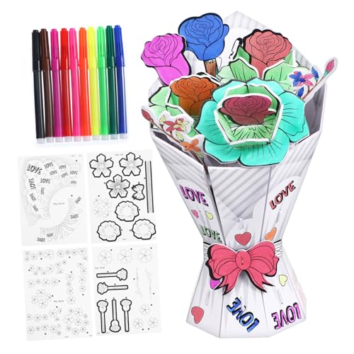 DRESSOOS Dreidimensionales Papierpuzzle 3D-Puzzle 3D-Rätsel Rätsel für Erwachsene Puzzle-Vase Geburtstagsgeschenk kreativ Spielzeug Hand Spielzeug rätselpuzzel Baustein Blumen Blumenrätsel von DRESSOOS