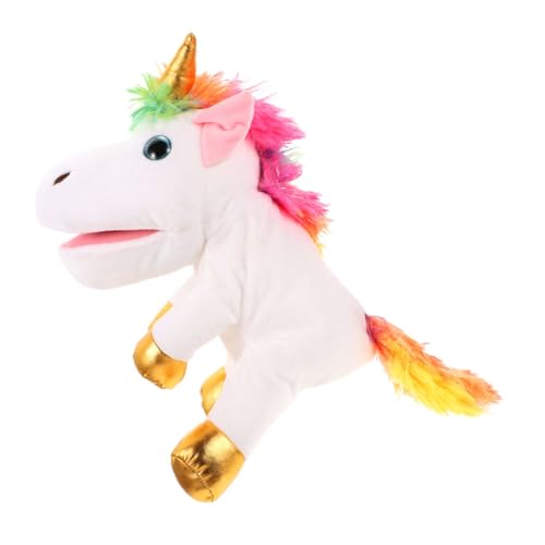 DRESSOOS Einhorn Handpuppe Kreatives Einhornspielzeug Kinderhandspielzeug Geschichtenerzählendes Handspielzeug Lebensechte Einhornpuppe Pädagogisches Einhorn-Spielzeug Weiß Pp Baumwolle von DRESSOOS