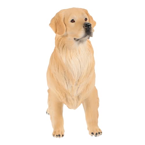 DRESSOOS Golden Retriever-Ornament Lernspielzeug Plüschtier Tiere Für Roboter Hund Mini-Tiere Golden Retriever-Figuren Dekoratives Tiermodell Desktop- Plastik Beige von DRESSOOS