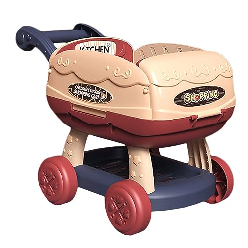 DRESSOOS Grillwagen für die Küche Kinder-Einkaufswagen pädagogisches buntes Spielzeug Grillspielzeug Kinderspielzeug kinderküche Kitchen Küchenspielzeug Spielzeug-Einkaufswagen Abs rot von DRESSOOS