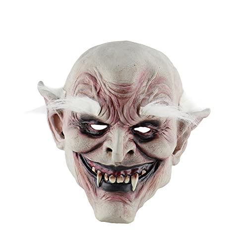 DRESSOOS Halloween Cosplay Maske Schreckliche Geistermaske Mit Zahnweißen Augenbrauen Gruselige Horror Maske Für Erwachsene Ideal Für Halloween Und Grusel Partys von DRESSOOS