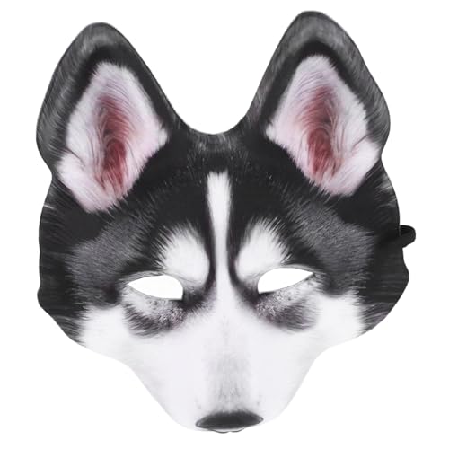 DRESSOOS Husky-Maske Hundemaske Gesicht Maskerade Halloween Maskerade Maske Männer Hasenkostüm Maske Wolf Cosplay-Maske Tierkopf Maske Tiere-Maskerade-Maske Cosplay-Kostüm-Maske Eva Grey von DRESSOOS