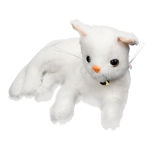 DRESSOOS Katzen Stofftier Plüsch gefülltes Kätzchenspielzeug Spielzeug für Babys Kätzchen Plüschtier Animal Figures süße plüschtiere Soft Toy Katze Plüschtier Kuscheltier graue Katze Weiß von DRESSOOS