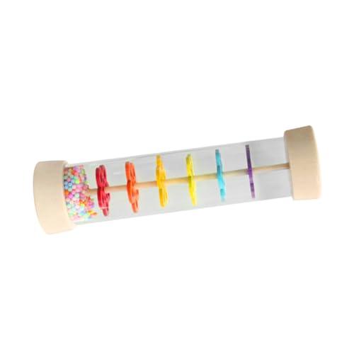 DRESSOOS Kinder Perlen Regenstab Musikinstrument Spielzeug Regenbogen Regen Echolot Interaktives Spielzeug Kognitiver Regenstab Erkennungsspielzeug Musikinstrument Regenmacher von DRESSOOS