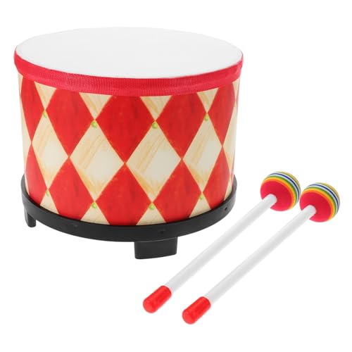 DRESSOOS Kindertrommel Musiktrommel Für Kleinkinder Kindertamburin Kleinkindtrommeln Kindermusikinstrument Handtrommel Minigitarre Kinder Snaredrum Für Kinder Trommel Rot Aus Holz von DRESSOOS