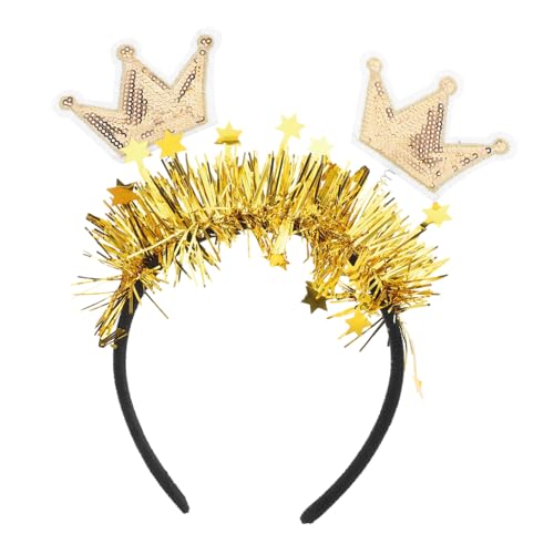 DRESSOOS Krone Stirnband Weihnachtsstirnbänder für frauen Kronen-Stirnband für Damen geburtstagskrone Party Kopfbedeckung Stirnband zum Thema Neujahr Glänzendes Stirnband Stoff Golden von DRESSOOS