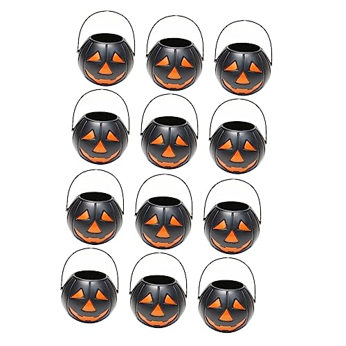 DRESSOOS Kürbis Eimer Tricktöpfe Halloween Süßes sonst gibt's Saures Taschen Süßigkeiten Eimer halloween party halloween kinderparty Halloween- Bonbonhalter Topf Plastik Black von DRESSOOS