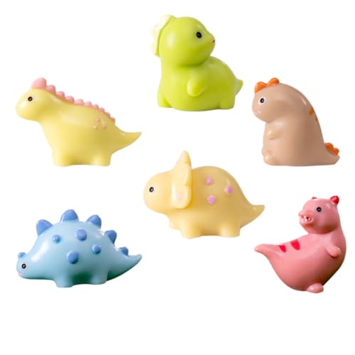 DRESSOOS Mini Dinosaurier Figuren Aus Harz Bunte Tiermodelle Für Mikro Landschaftsdekoration Cute Cartoon Deko Für Garten Puppenhaus Und Aquarien von DRESSOOS