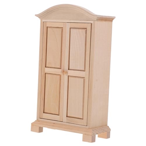 DRESSOOS Mini-Kleider Schrank Puppenhaus Kleiderschrank Puppenmöbel Realistische Babypuppe Puppenhausmöbelgarten Puppenhaus Schrank Puppenkleidung 1:12 Simulationsgarderobe Hölzern von DRESSOOS