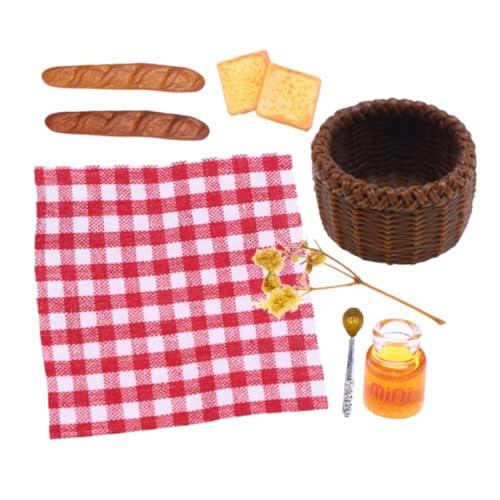 DRESSOOS Miniatur Frühstücksset Für Puppenhäuser 8 Teiliges Set Mit Brotmodellen Honigglas Und Picknickdecke Realistisches Für Die Spielküche Und Puppenstuben Dekoration von DRESSOOS