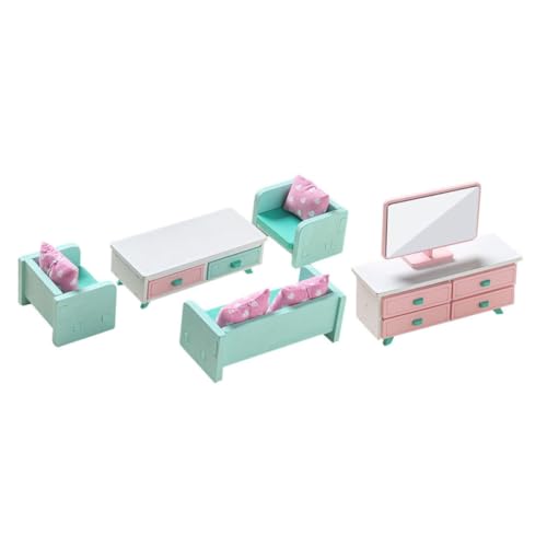 DRESSOOS Miniatur Puppenhausmöbel Aus Holz Für Rollenspiele Komplettes Wohnzimmer Set Für Lundby Puppenhaus Mit Kuscheligen Accessoires Und Lichtfunktion Ideal Für Ab 3 Jahren von DRESSOOS