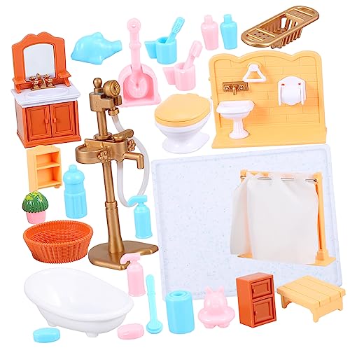 DRESSOOS Miniatur Puppenmöbel Set Für Puppenhäuser Badezimmer Requisiten Und Mikro Dekoration Für Kreative Miniatur Feenhaus Gärten Perfekt Für Bastelprojekte Und Puppenhaus Mit Licht von DRESSOOS