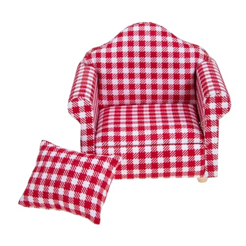 DRESSOOS 12 Mini öbel Set Mit Kissen Rotes Blumenmuster Ideal Für Wohnzimmer Dekoration Mini Sofa Modell Für Puppenstuben von DRESSOOS