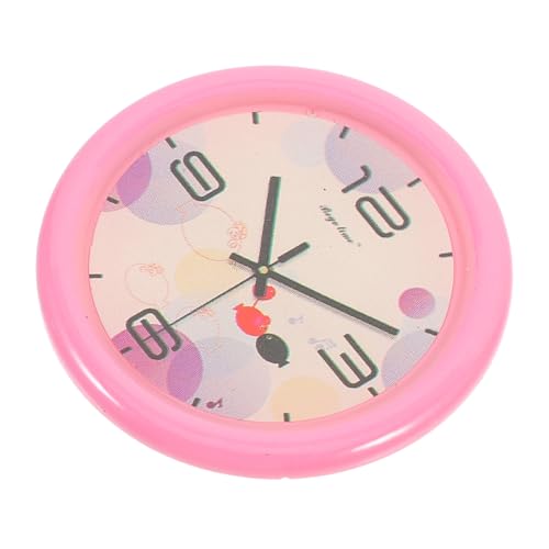 DRESSOOS Miniaturuhrmodell Puppenmöbel Kleine Wanduhr Mini-Mini-wanduhr Puppenhausmöbel Puppenhausverzierung Wanduhr Dekoration Miniaturmöbel Modell Wanduhr Mini-uhrenfigur Harz Rosa von DRESSOOS