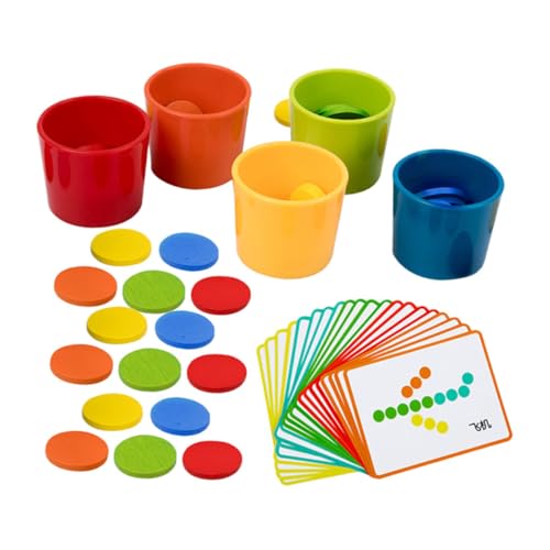 DRESSOOS Montessori Holzsortierbecher Set Für Pädagogisches Zum Farben Sortieren Und Lernen Ideal Für Kleinkinder Und Vorschulkinder Ab 2 Jahren Fördert Motorik Und Farbverständnis von DRESSOOS