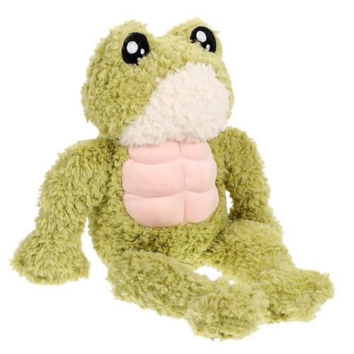 DRESSOOS Muskeltierpuppe Stofftiere Muskelfrosch-Plüschtier bequemes Stofftier kinderzimmer zubehör süße plüschtiere Waschbare Froschpuppe entzückender Cartoon-Frosch PP Baumwolle von DRESSOOS