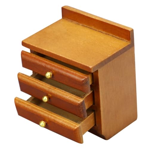 DRESSOOS Nachttisch möbel Spielzeug für Kinder Kindermöbel Mikrospielzeug Miniatur-Nachtkommode graceling wohnaccessoires Bed Side Table bettisch Puppenhausmöbel Puppenmöbel Holz Brown von DRESSOOS