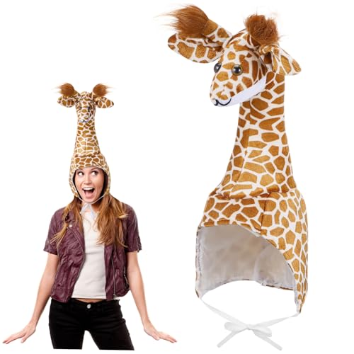 DRESSOOS Interaktive Giraffen Hüte Für Eltern Kind Aktivitäten Tierkostü Kopfbedeckung Für Auftritte Und Mottopartys Unisex Giraffen Hut Für Erwachsene Und von DRESSOOS