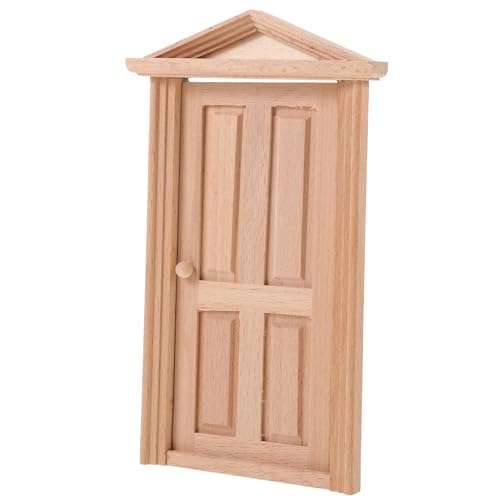 DRESSOOS Puppenhaus Mini Holztür Modell Zubehör Spielzeughaus Wohnaccessoires Miniatur Holztür Mini Möbel Mini Türmodell Puppenhaus Tür Dekoratives Puppentür Modell von DRESSOOS