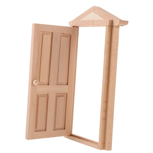 DRESSOOS Puppenhaus Mini Holztür Modellzubehör Spielzeughaus Wohnaccessoires Dekorative Mini Tür Holz Miniaturtür Kleine Puppenhaustür Winzige Haustür Modell Mini Hausmöbel von DRESSOOS