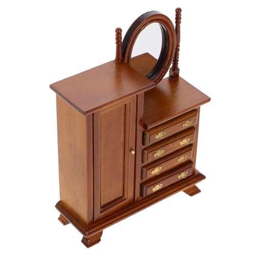 DRESSOOS Puppenhausmöbel Minimöbel Holz Mini-möbel Landschaftsbau Mini Dekor Schminktischdekoration Für Schlafzimmer Kleine Kommode Im Schlafzimmer Minischrank Light Brown von DRESSOOS