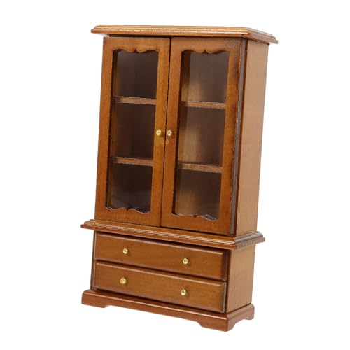 DRESSOOS Puppenhausmöbel Puppenmöbel Puppenwagen Mini-Bücherregal-Modell Dekore Mikroszenendekoration Holz Bücherregal Winzige Vitrine für Puppenhaus Mini-Bücherregal aus Holz hölzern Brown von DRESSOOS