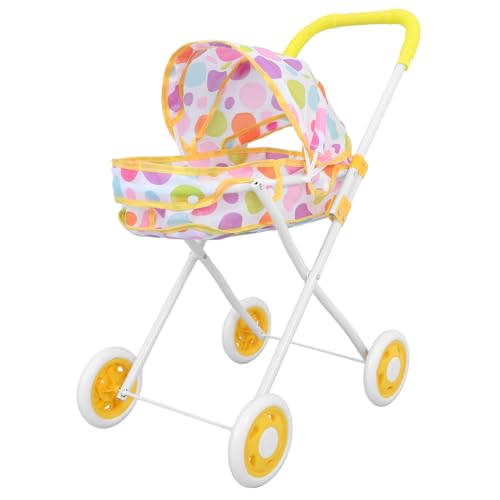 DRESSOOS Puppenwagen Babypuppe mit Kinderwagen Zubehör für Babypuppen für Kinderwagen Lebensechter Babypuppen-Kinderwagen Kinderwagen Polyester Yellow von DRESSOOS