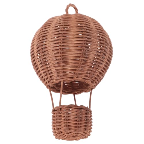 DRESSOOS Rattan-heißluftballon-Dekoration Heißluftballon-anhänger Deckenleuchtenabdeckungen Heißluftballonkorb DIY Boho-heißluftballon Lampenschirm in Luftballonform Light Brown von DRESSOOS