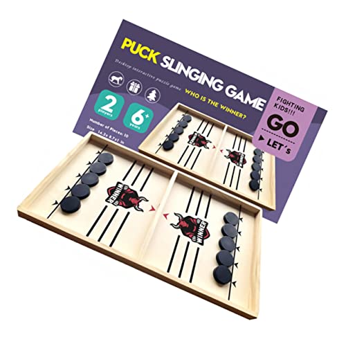 DRESSOOS Schnelles Sling Puck Spiel Aus Holz Desktop Kampf Für 2 Spieler Ideales Geschicklichkeitsspiel Für Familien Und Freundesabende Inkl 10 Pucks Perfektes Für Jede Party von DRESSOOS