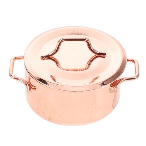 DRESSOOS Suppentopfmodell Puppenhaus Zubehör Mini Küchenutensilien Puppenhaus Küchenszene Mini Kochtopf Puppenhaus Küchenzubehör für Puppenstuben Mikro-Landschaftsdekor Legierung Rose Gold von DRESSOOS