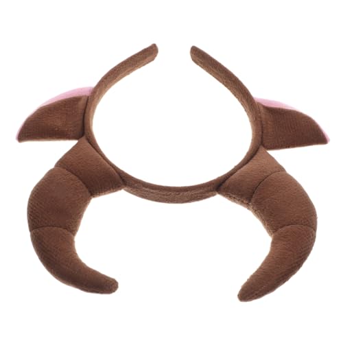 DRESSOOS Tierhaar-Accessoires aus Horn Halloween-Cosplay-Kopfbedeckung Tierkopfbedeckung Stirnband mit Hornohren Weihnachtshorn-Stirnband Tier-Stirnband Hörner Haare Haarband Stoff Coffee von DRESSOOS