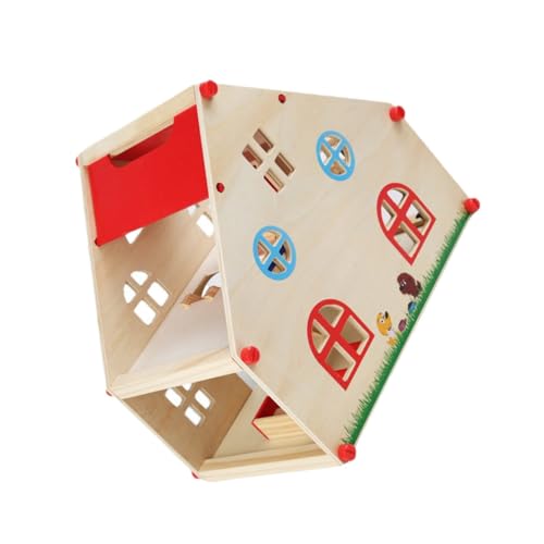 DRESSOOS Tragbares Mini Holzhaus Für Kinder Exquisites Simulationsfamilienvilla Baukasten Set Handgefertigtes Puppenhaus Holzspielzeug Für Kleinkinder von DRESSOOS