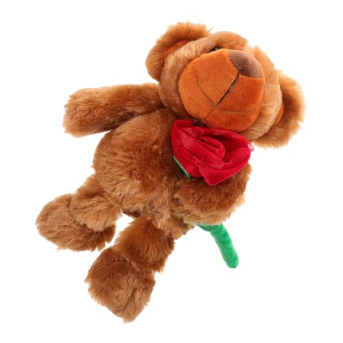 DRESSOOS Weicher Stoffbär Mit Rose Zum Valentinstag Süßes Plüschtier Weihnachtsplüsch Romantischer Tierbär Für Freundin Und Liebhaber von DRESSOOS