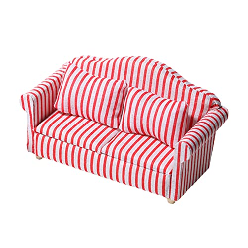 DRESSOOS Wohnzimmer Sofagarnitur Möbelmodell Mikrolandschaft Miniatur-Sofa-dekor Mini-Streifen-Sofa Mini-basteldekoration Kleine Möbel Dekor Mikro-Sofa Stripe Baumwollfabrik von DRESSOOS