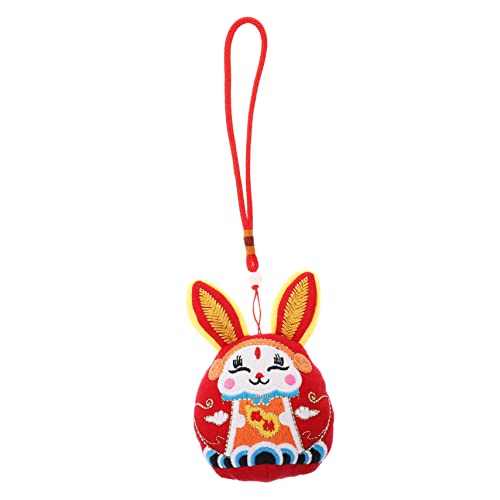 DRESSOOS Wufu-Kaninchen-Verzierung Maskottchen des Mondjahres Gans Chinese New Year Rabbit Hasen Kuscheltier schöne Hasenpuppe Ausgestopftes Hasen-Maskottchen- Plüsch rot von DRESSOOS