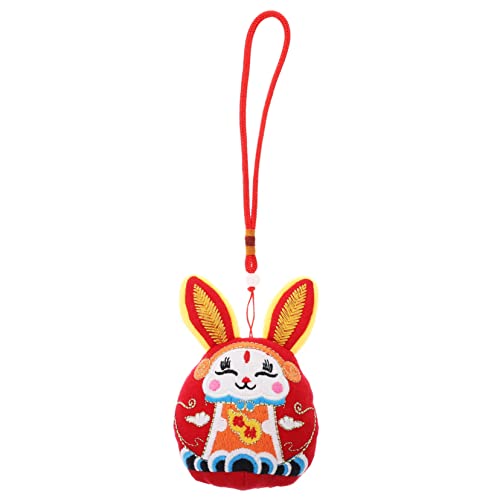 DRESSOOS Wufu-Kaninchen-verzierung Plüschkaninchen Stofftier Neujahrsvorräte Tier Stofftier Kaninchen-Maskottchen-Puppe Kaninchen-Maskottchen- Hasenpuppe Pp Baumwolle Rot von DRESSOOS