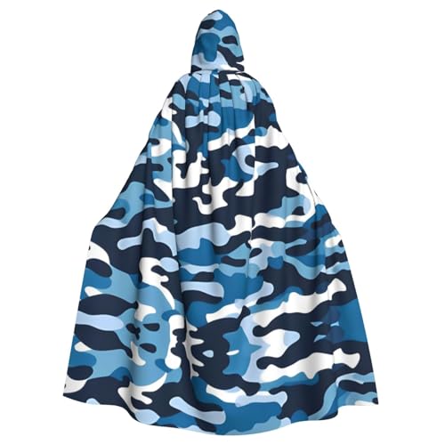 DRGFCXE Der blaue Camouflage-Poncho mit Kapuze ohne Reißverschluss verfügt über eine übergroße Kapuze, bequem und weich, sodass Sie die Party in vollen Zügen genießen können von DRGFCXE